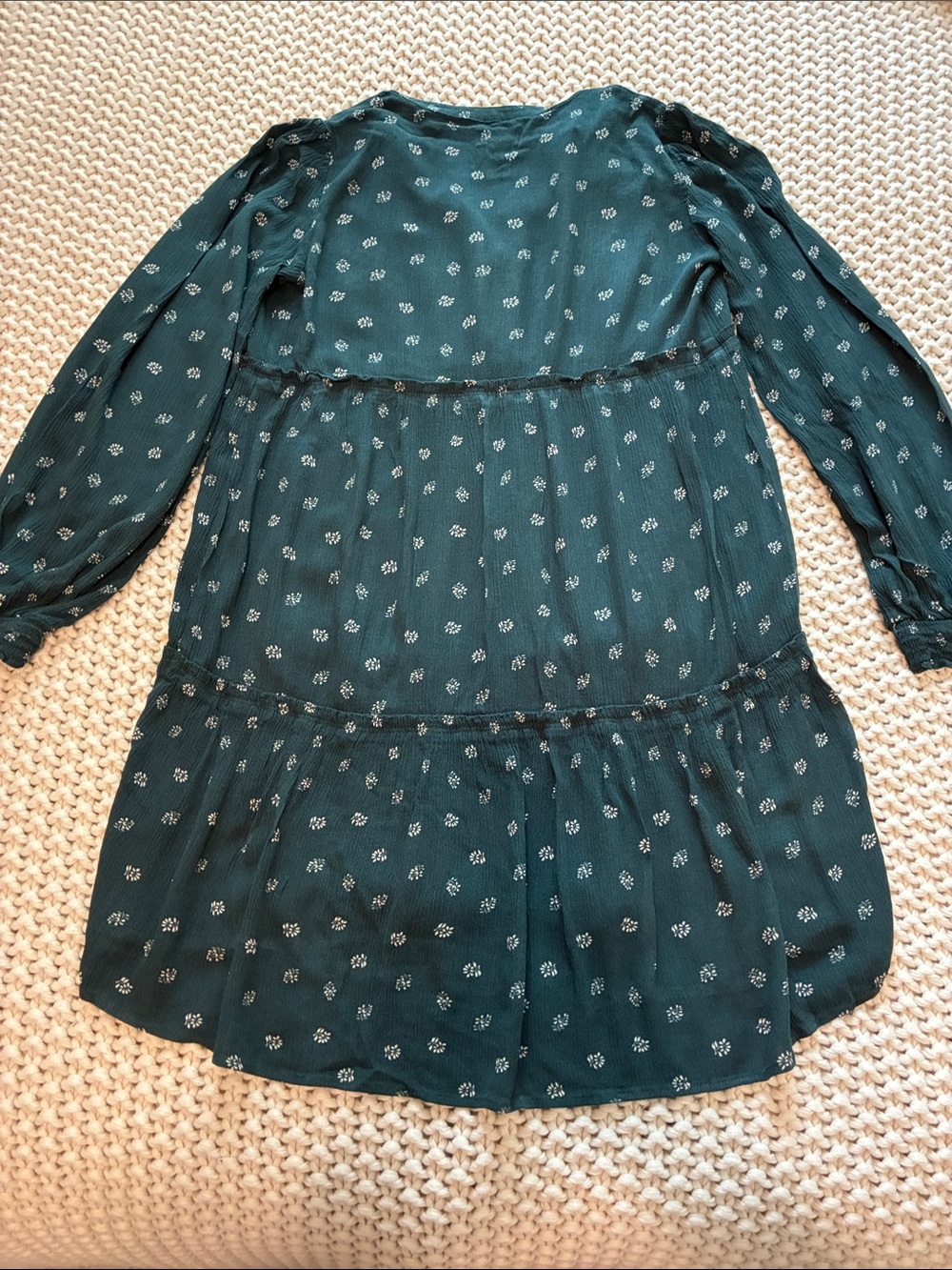 UpWest Teal Green Floral Tiered Long-Sleeve Dress - Picture 6 of 9